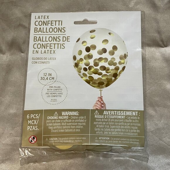 Amscan | Party Supplies | 6 Clear Gold Confetti Balloons Latex Balloons ...